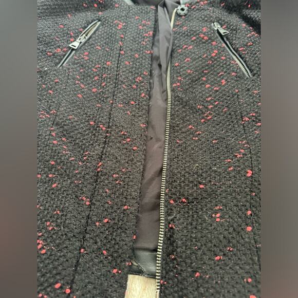 Express Faux Leather Jacket Cropped Tweed Motorcycle Edgy Urban Boho Biker Small - Picture 11 of 16